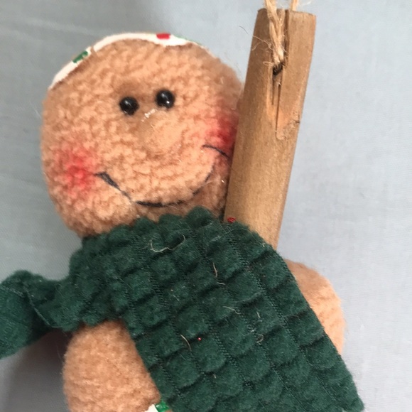 RARE vintage fabric gingerbread men fork & spatula kitchen Christmas ornaments - Picture 3 of 12